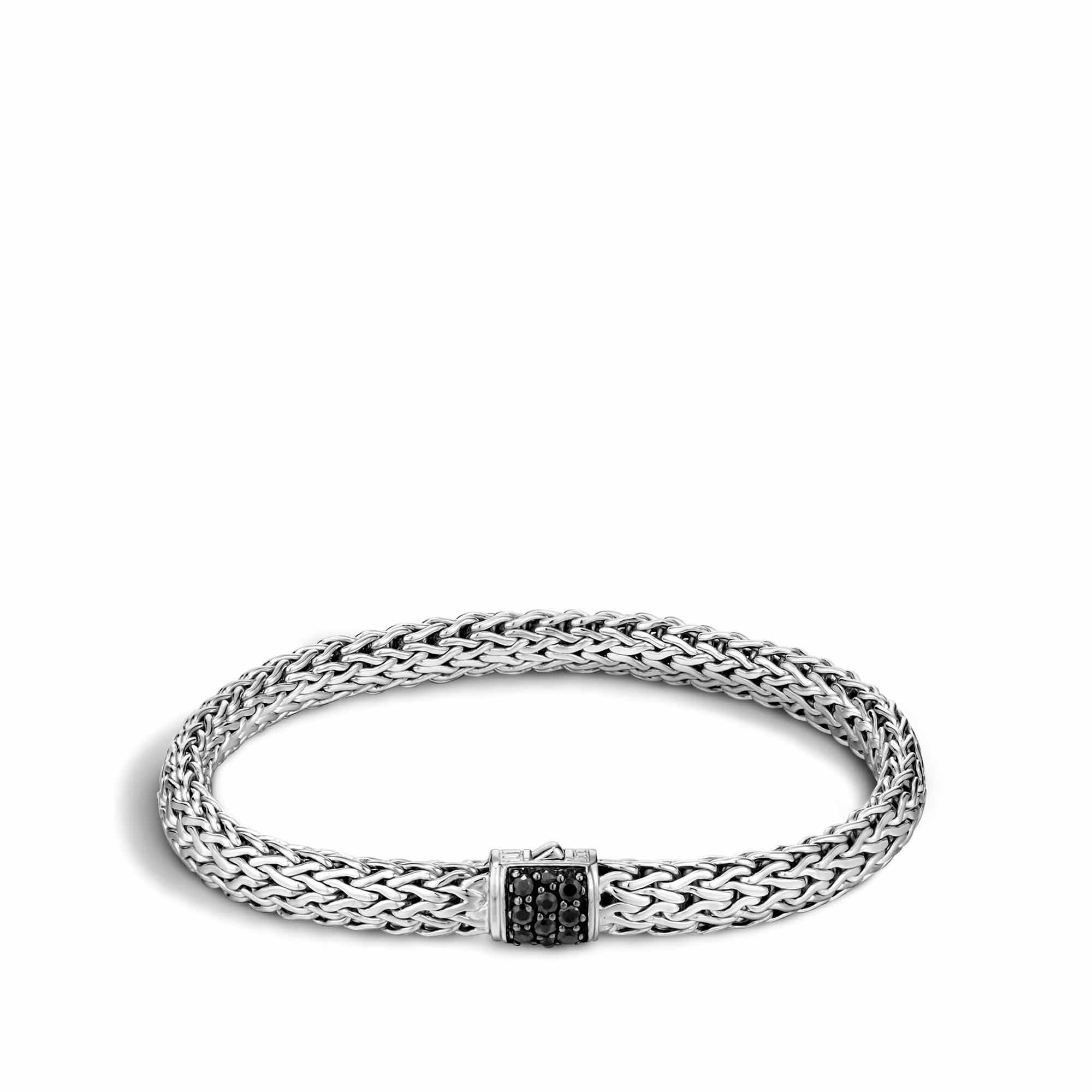John Hardy Classic Chain Sterling Silver Bracelet with Black Sapphires