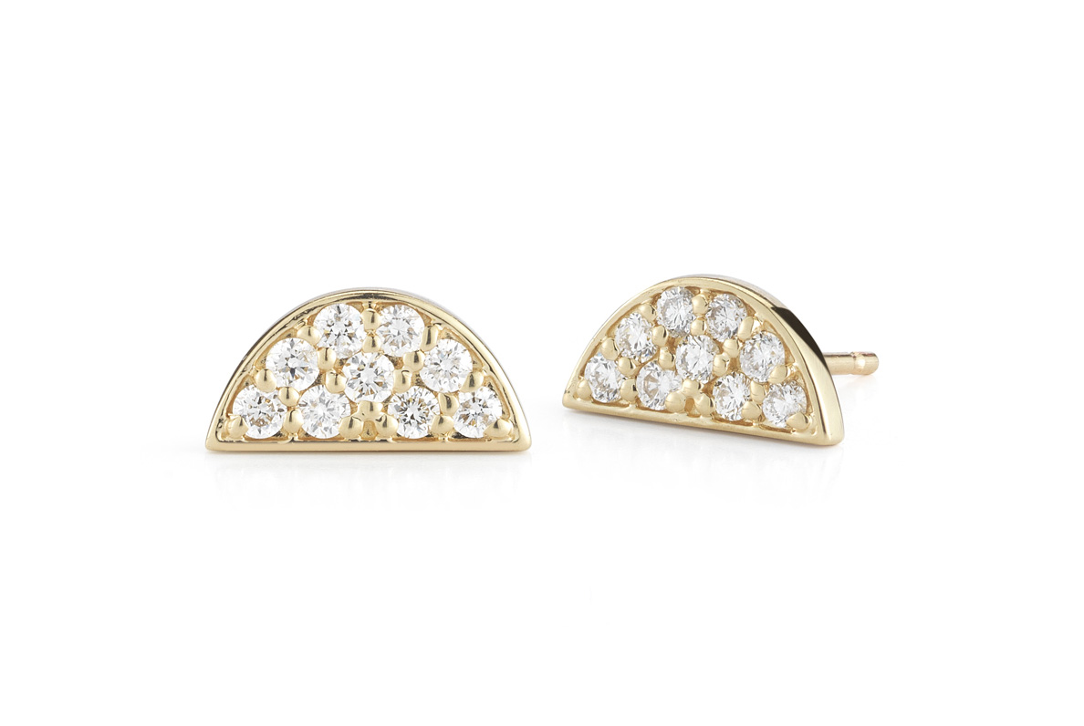 Barbela Design Diamond Luna 14kt Yellow Gold Earrings