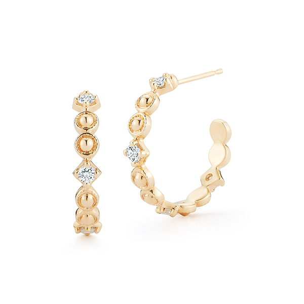 Barbela Design Diamond Greta Hoops 14kt Yellow Gold Earrings	