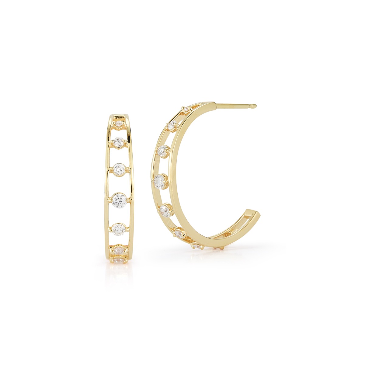 Barbela Design Diamond Paris 14kt Yellow Gold Hoop Earrings
