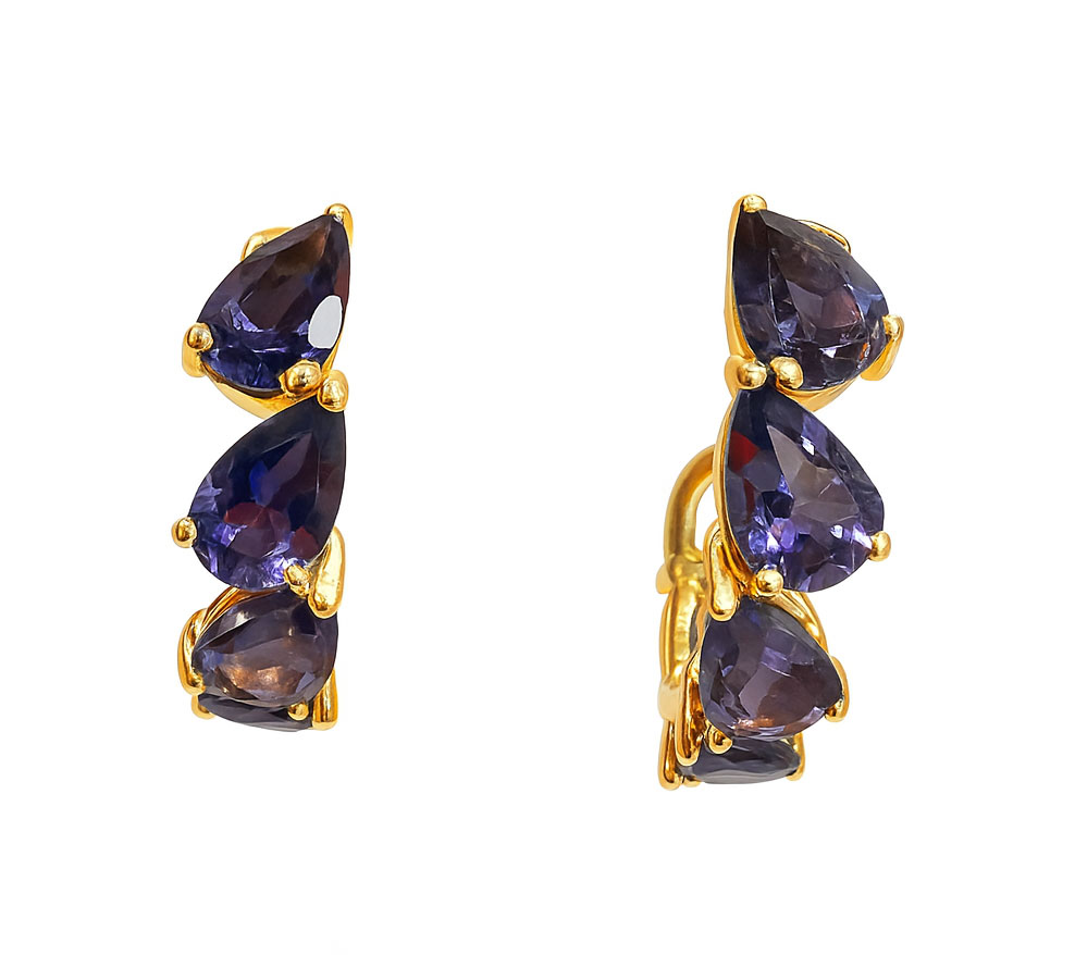 Iolite 14kt Yellow Gold Hoop Earrings