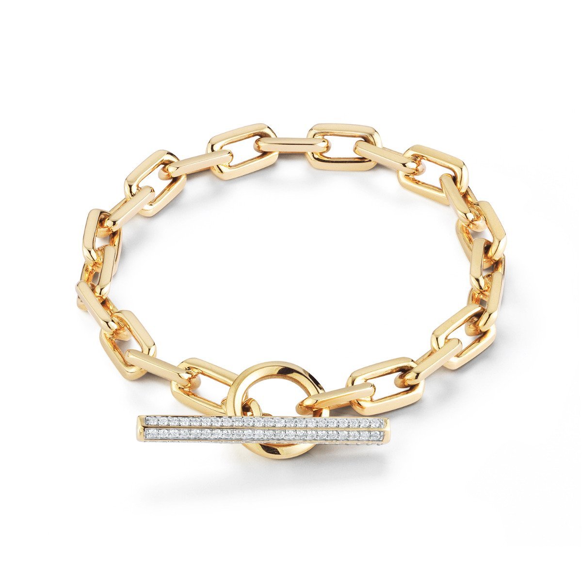 Walters Faith “Saxon” 18kt Yellow Gold Diamond Toggle Chain Link Bracelet