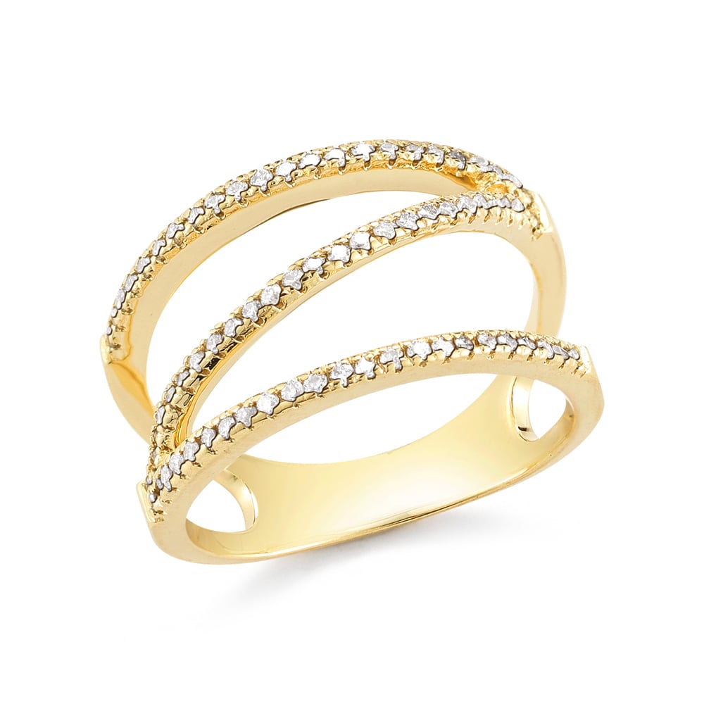 Barbela Design Diamond Zig Zag 14kt Yellow Gold Ring