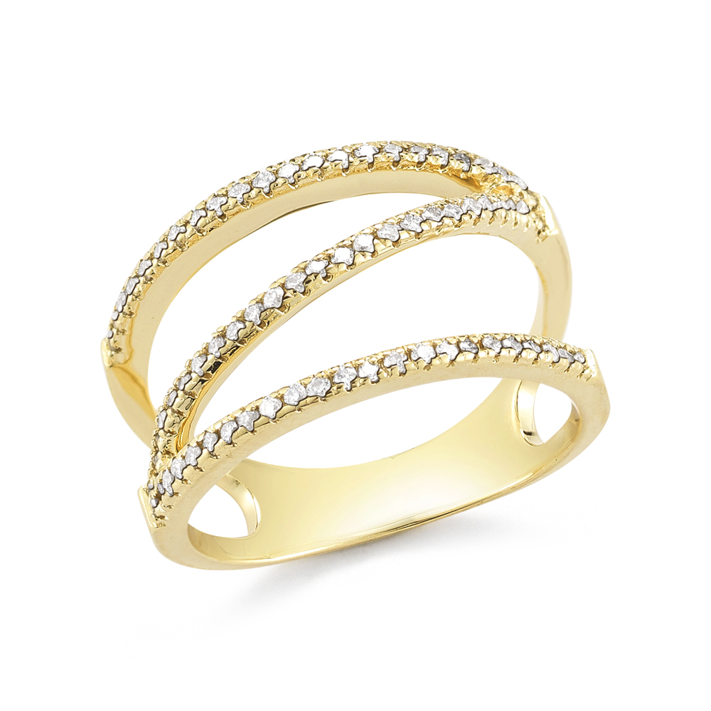 Barbela Design Diamond Zig Zag 14kt Yellow Gold Ring