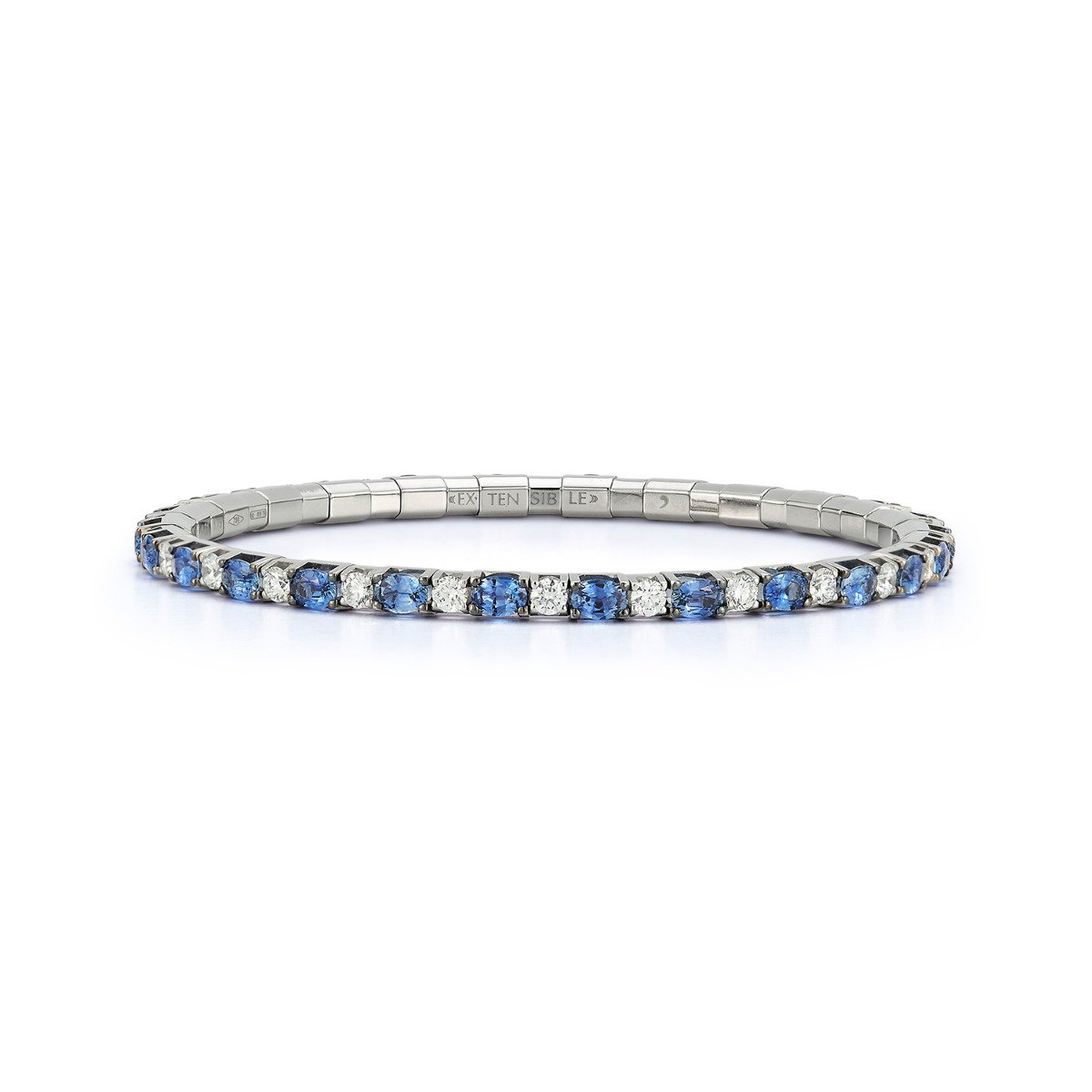 Roberto Demeglio "Extensible" Blue Sapphire & Diamond 18kt White Gold Stretch Bracelet