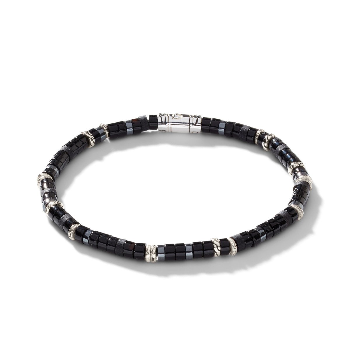 John Hardy Classic Chain" sterling silver large beaded bracelet featuring black onyx & hematite 