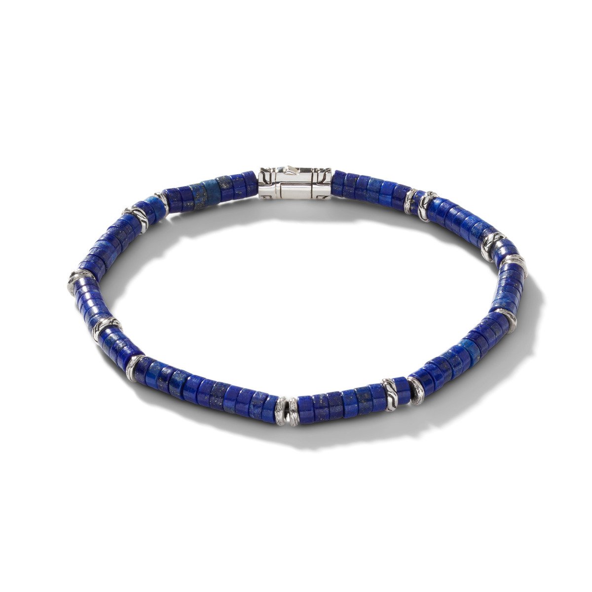 John Hardy "Classic Chain" Heishi Sterling Silver Large Lapis Lazuli Beaded Bracelet