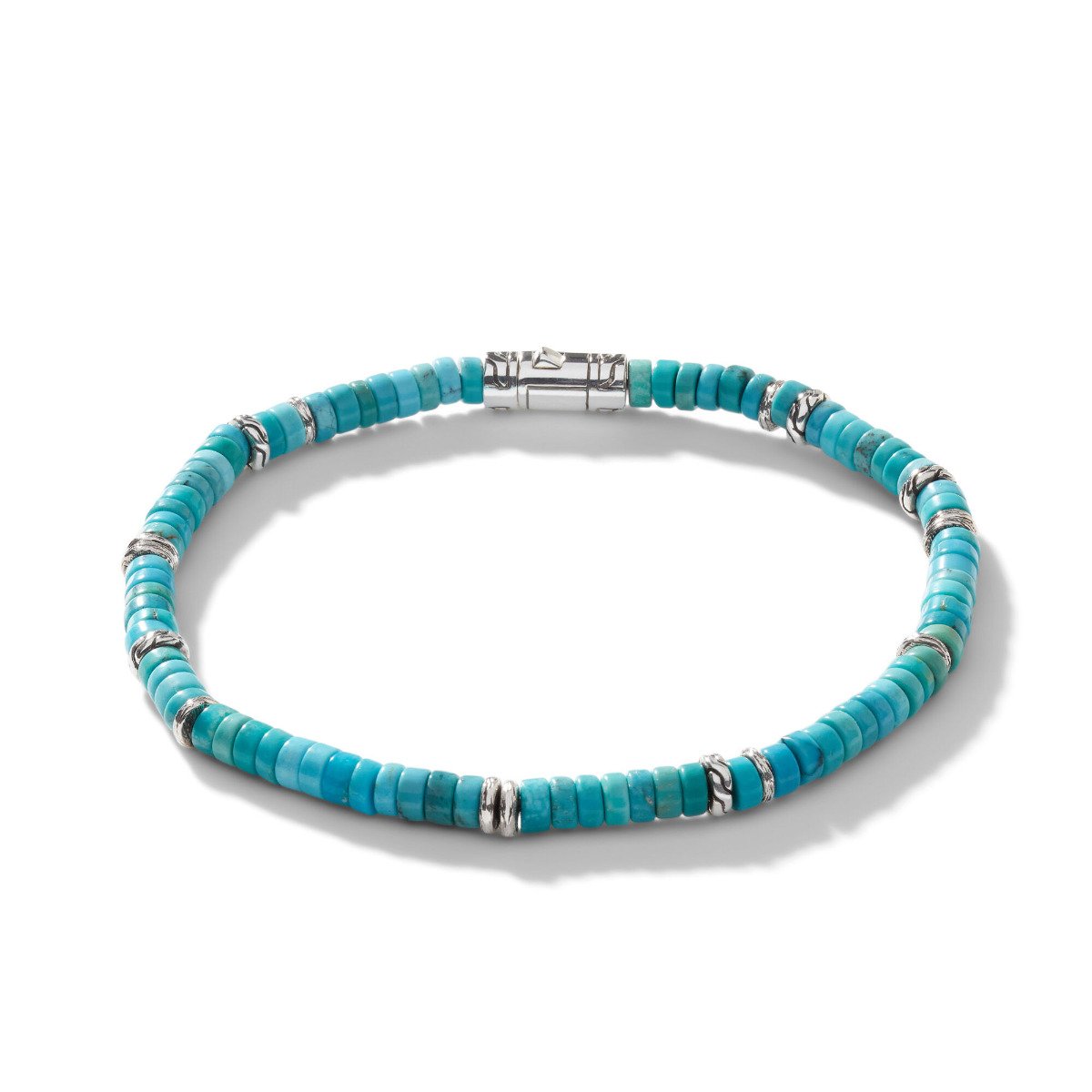 John Hardy "Classic Chain" Heishi Sterling Silver Large Turquoise Beaded Bracelet