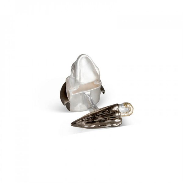 Skull Cufflinks with Bowler Hat and Umbrella