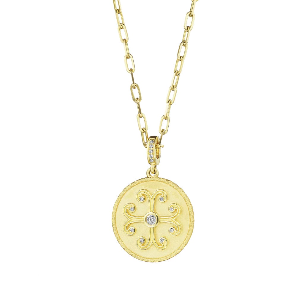 Penny Preville "Medallion" Round Scroll Diamond Pendant Necklace