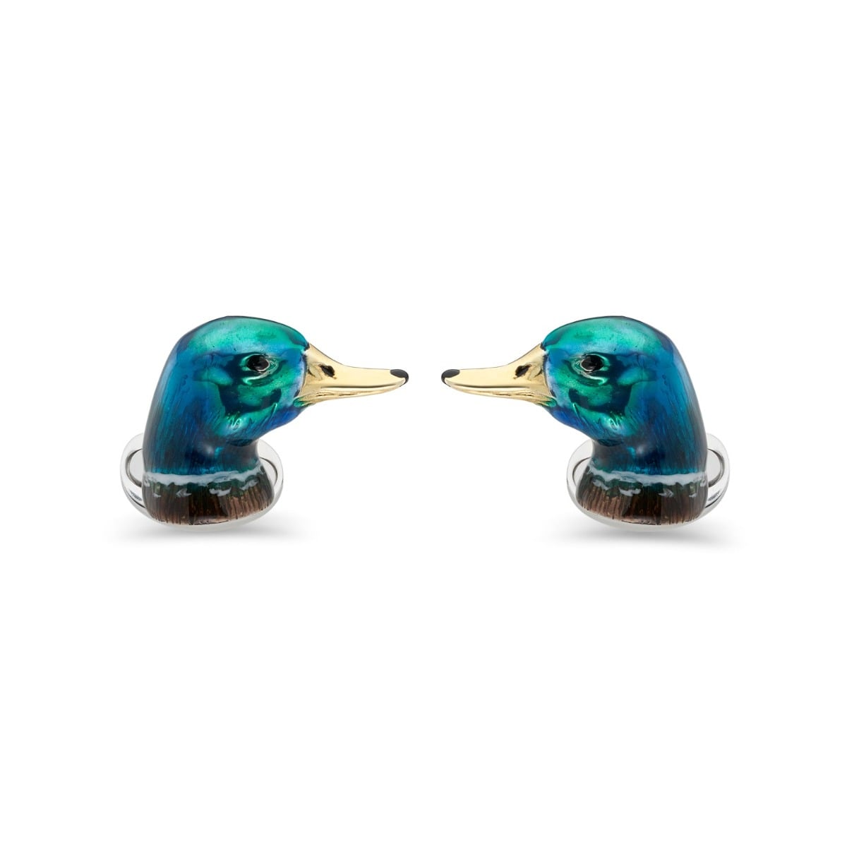 Deakin & Francis Silver Enamel Duck Cufflinks