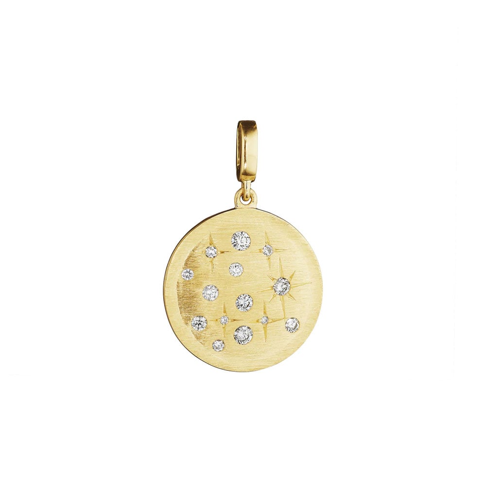 "Galaxy" Round Diamond Medallion in 18kt Green Gold