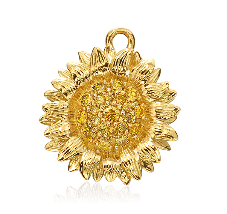 Honeybee "B" 18k Yellow Gold Charm 