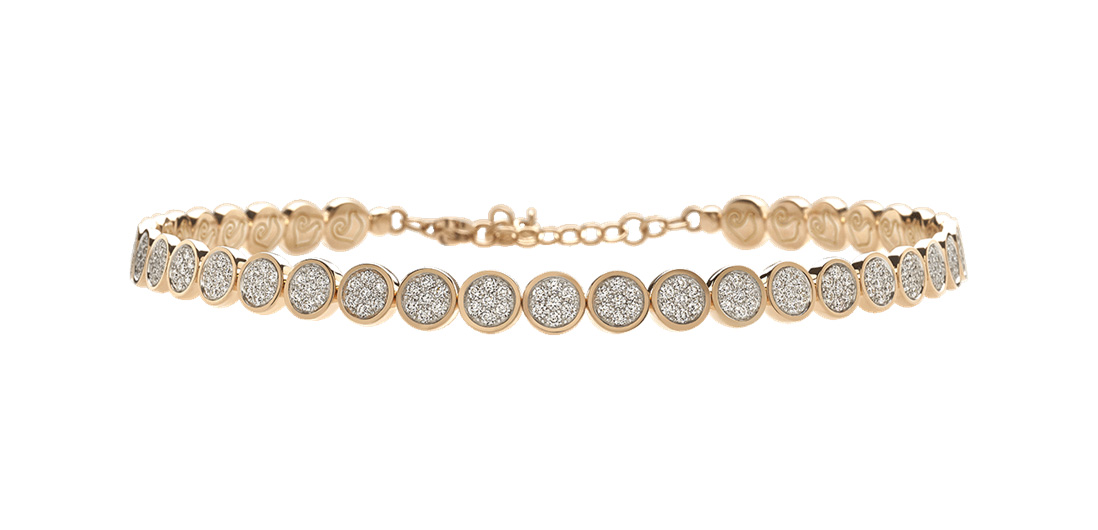 "Paillettes" Diamond Bangle Bracelet in 18kt Pink Gold 