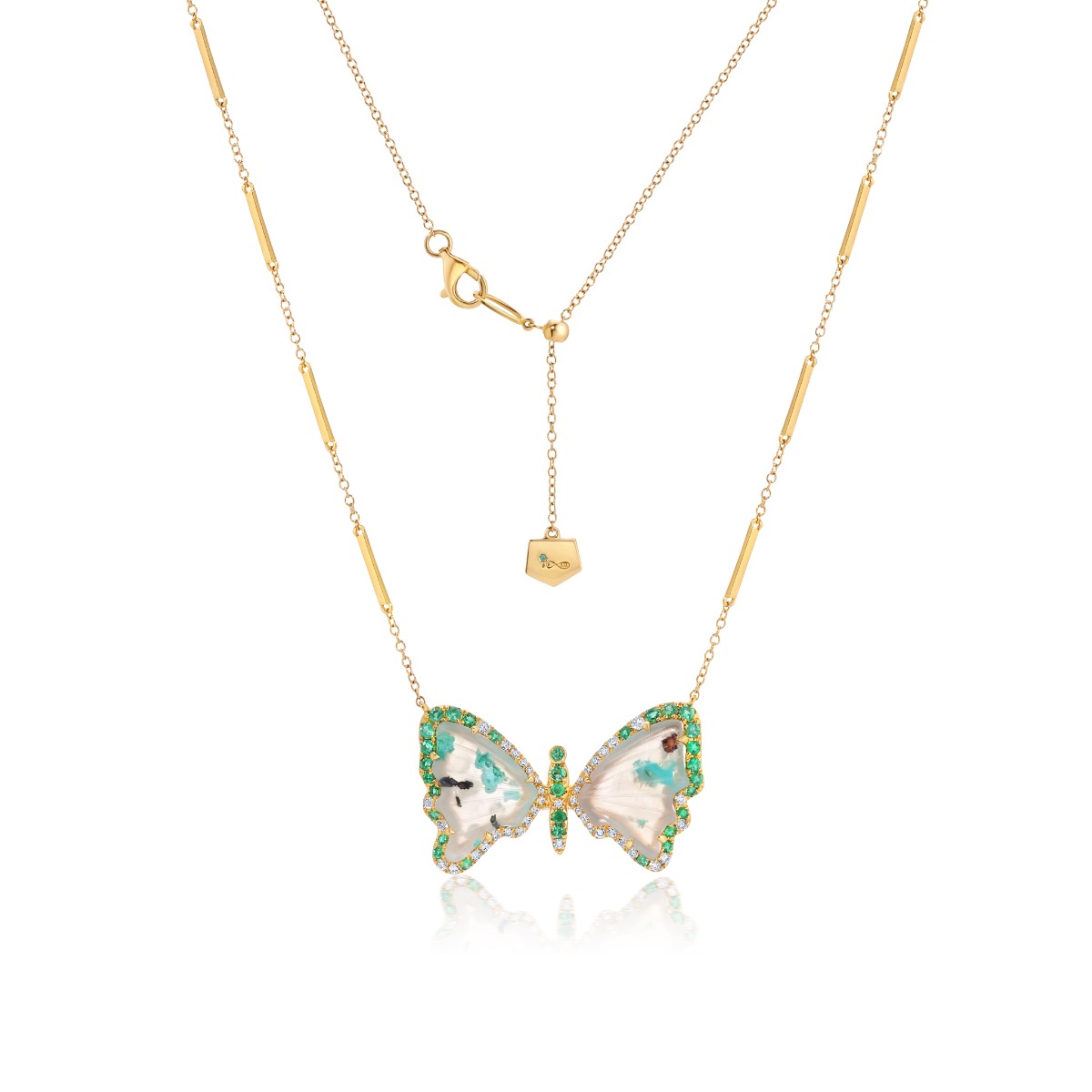 Graziela Gems Chalcedony and Diamond Butterfly Necklace