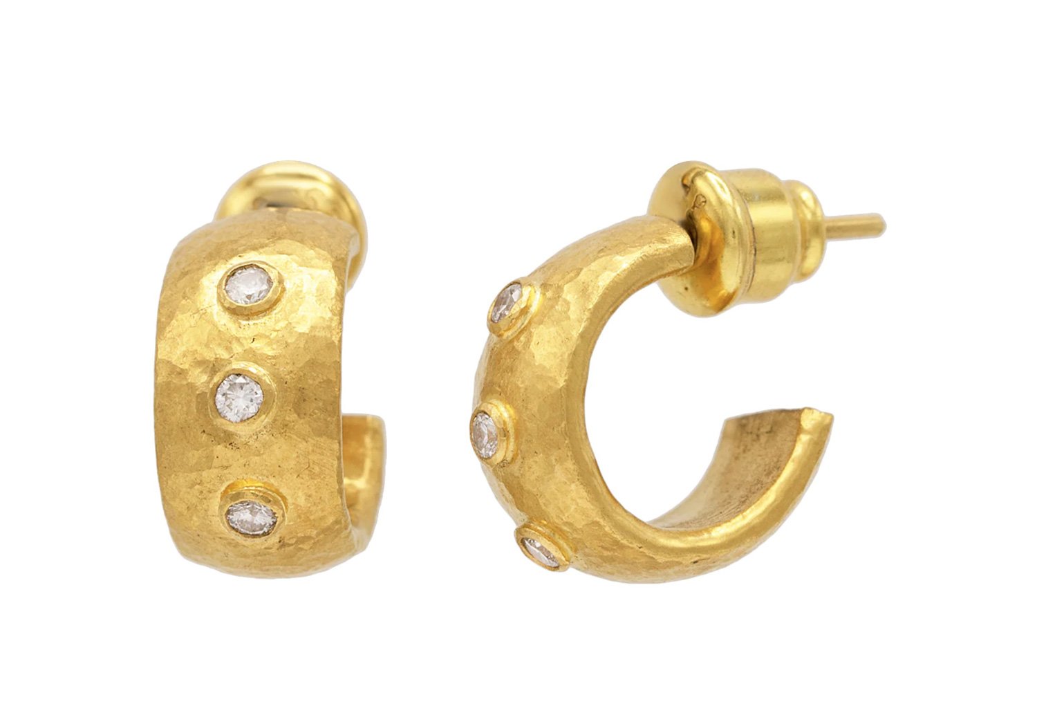 Gurhan "Hoopla" Hoop 24kt Yellow Gold Diamond Earrings