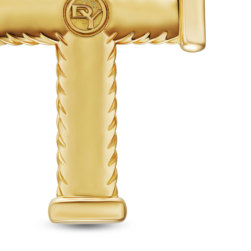 Chevron Cross Pendant in 18kt Yellow Gold with Diamonds