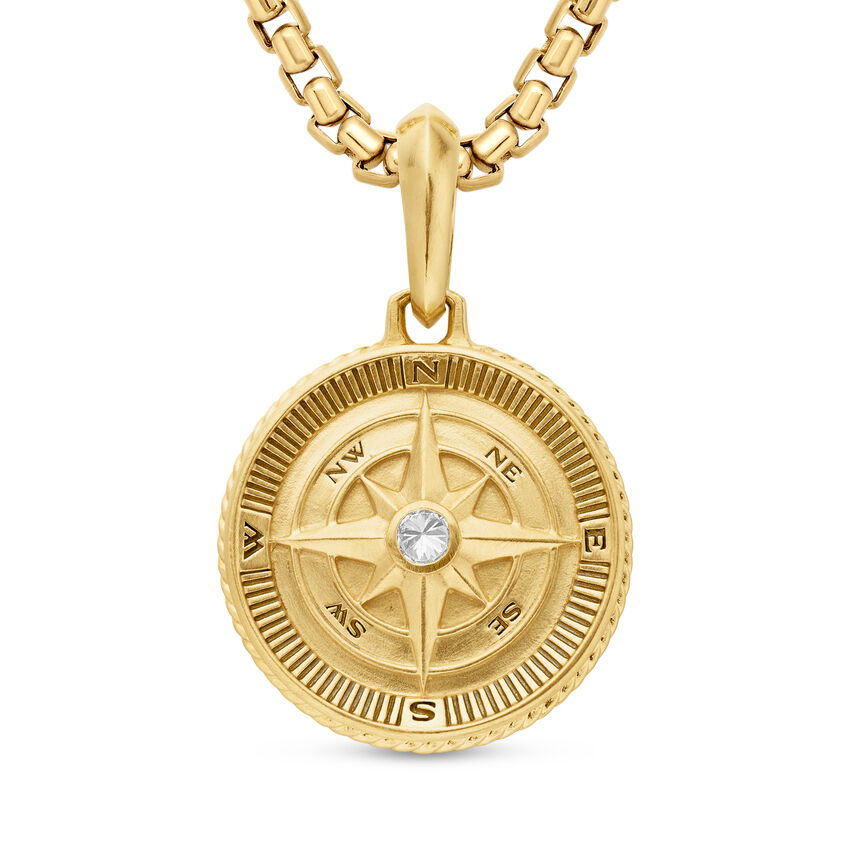 David Yurman Chevron Tag in 18K Yellow Gold with Tiger's Eye, 34mm