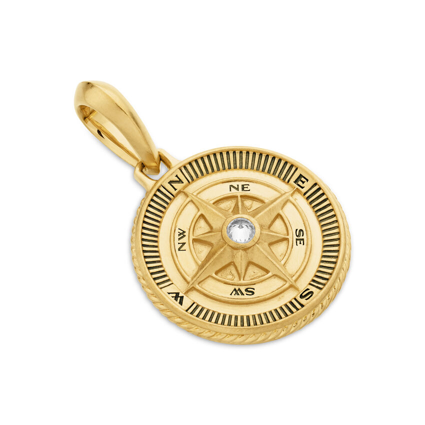 Maritime® Compass Amulet in 18K Yellow Gold with Center Diamond