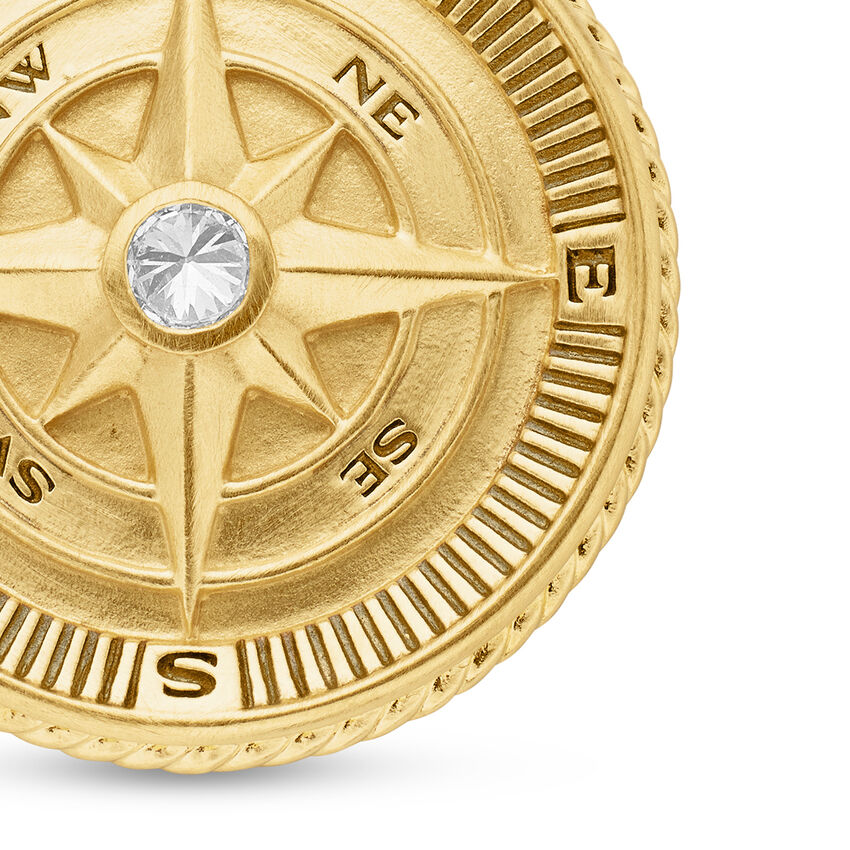 Maritime® Compass Amulet in 18K Yellow Gold with Center Diamond
