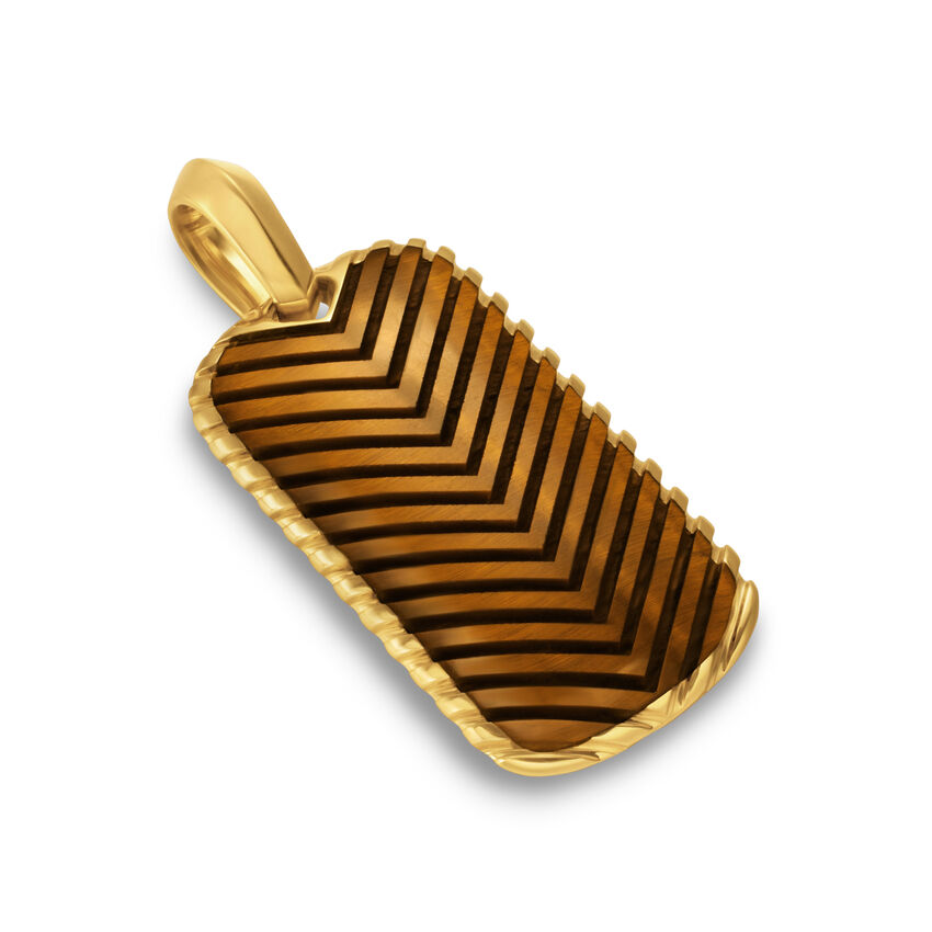 Chevron Tag in 18kt Yellow Gold with Tiger's Eye