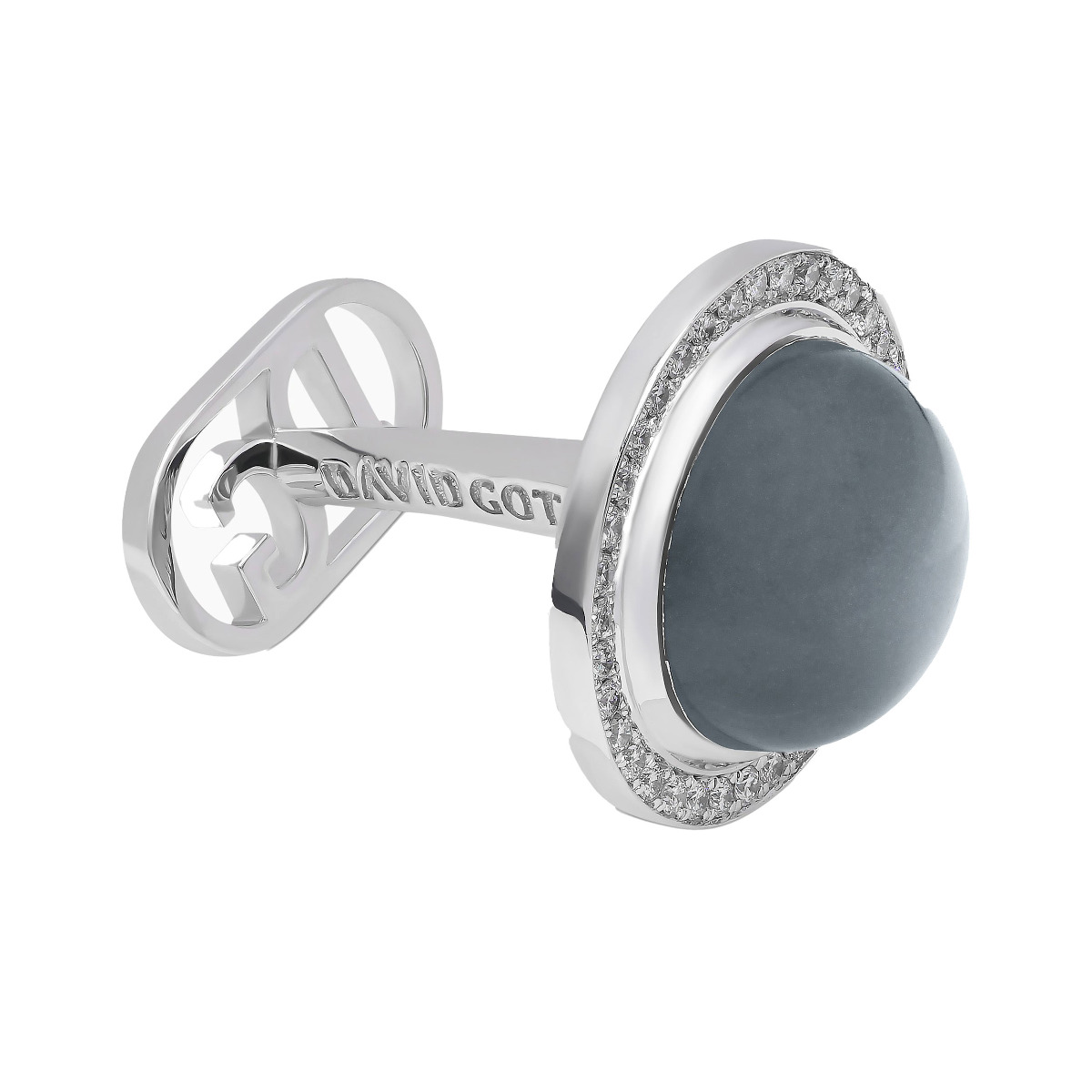 "Grey Moon" Diamond Cufflinks in 18kt White Gold