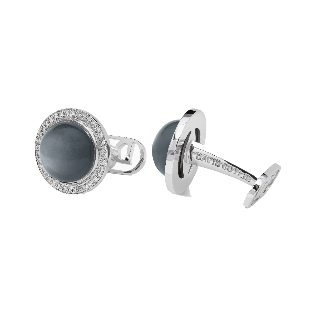 "Grey Moon" Diamond Cufflinks in 18kt White Gold