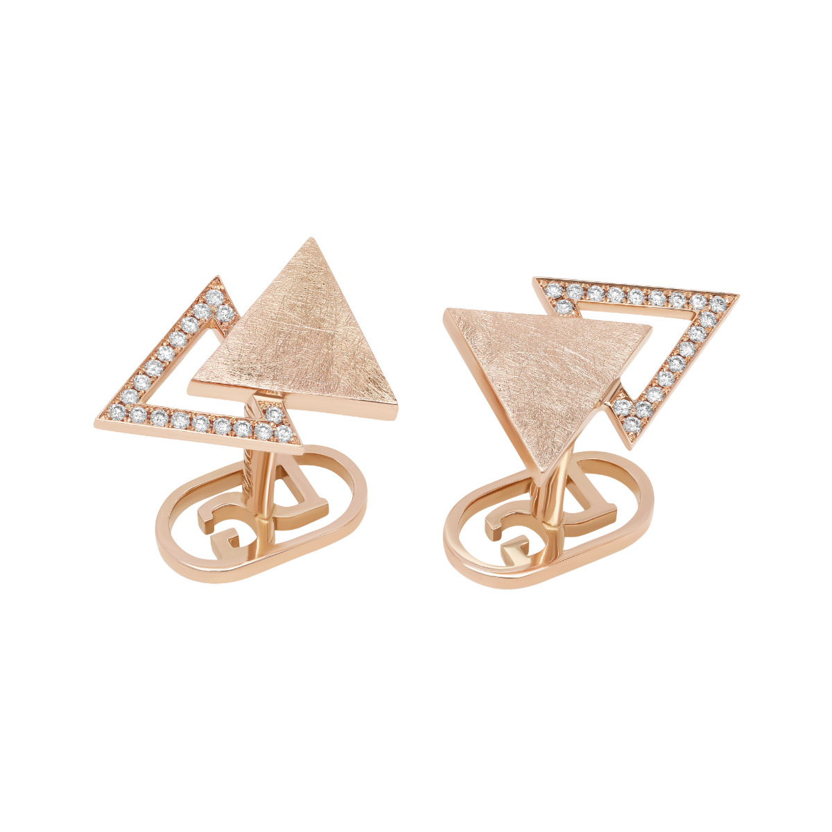 "Partnered Triangle" Diamond Cufflinks in 18kt Pink Gold