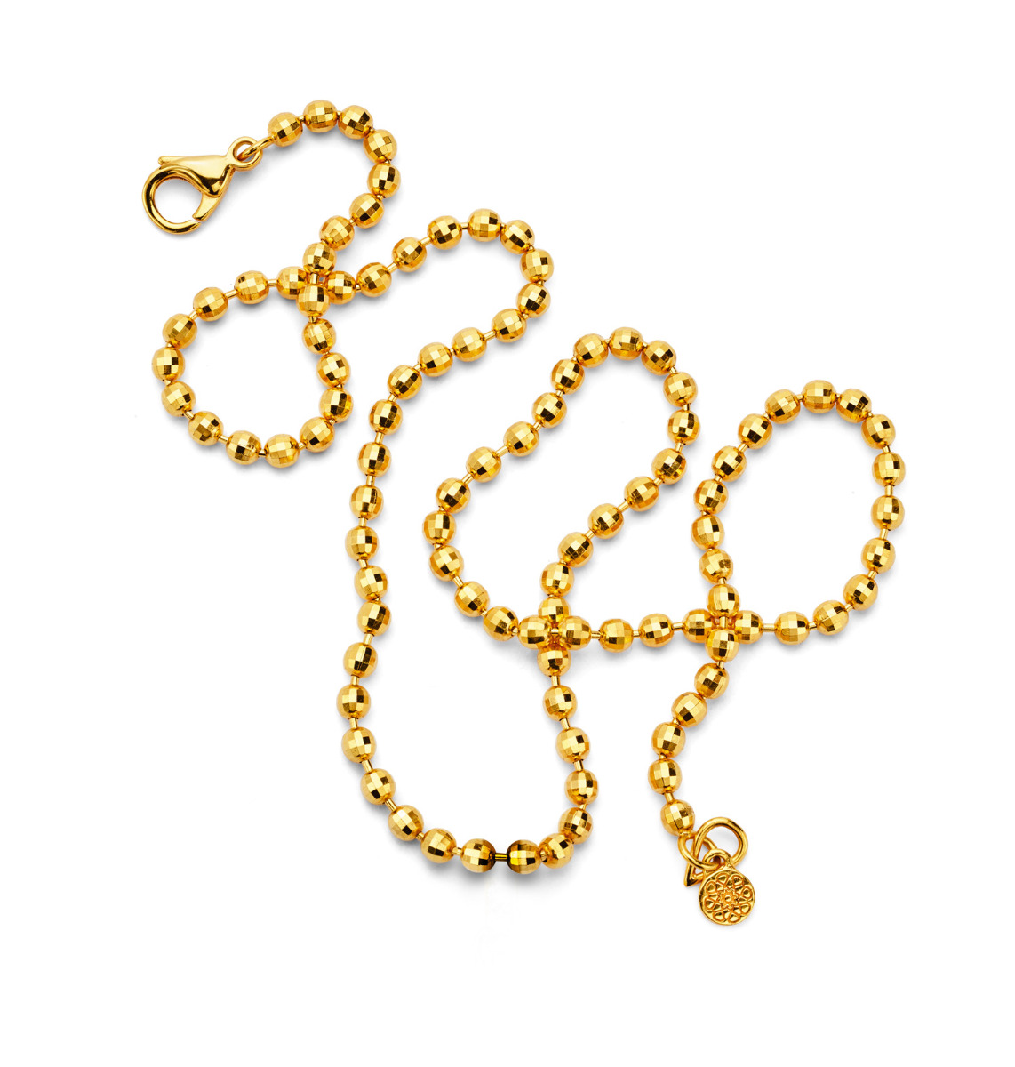Buddha Mama Disco Ball 18" Chain Necklace in 22kt Yellow Gold