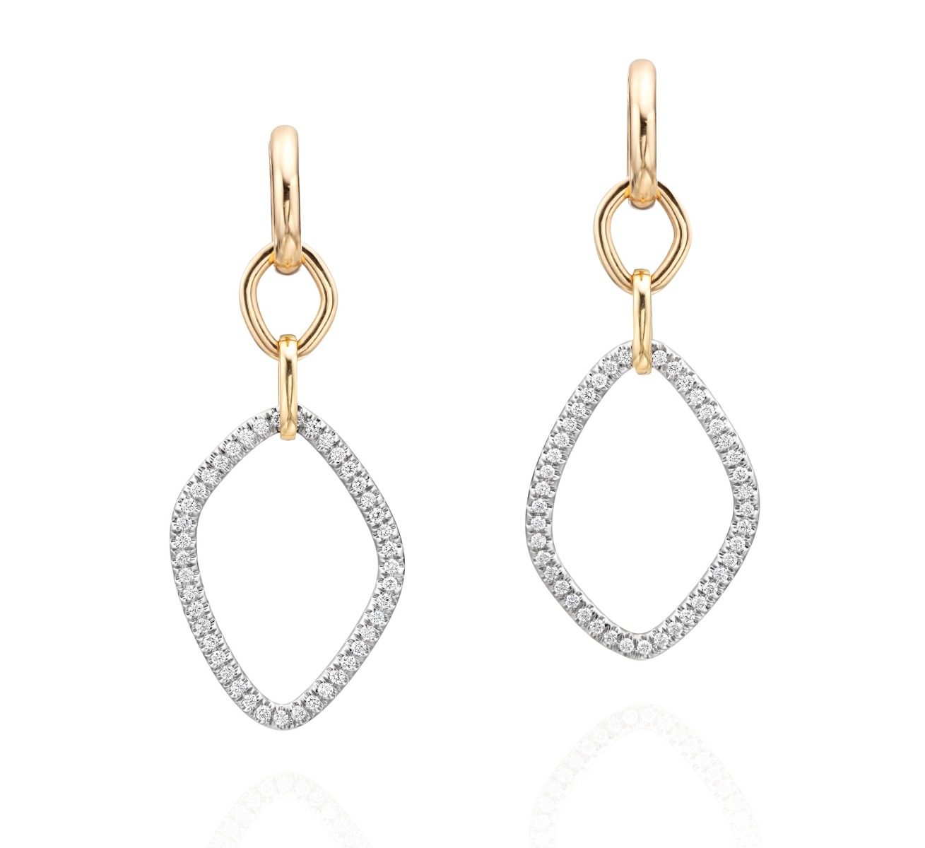 Two Tone 18kt Gold Diamond Gallet Earrings