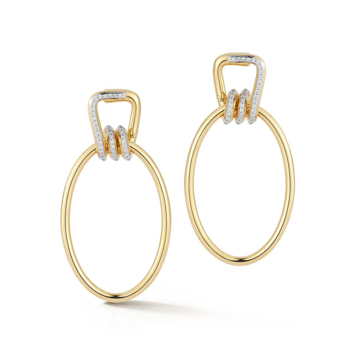 "Huxley" 18kt Yellow Gold Diamond Coil Link Drop Earrings