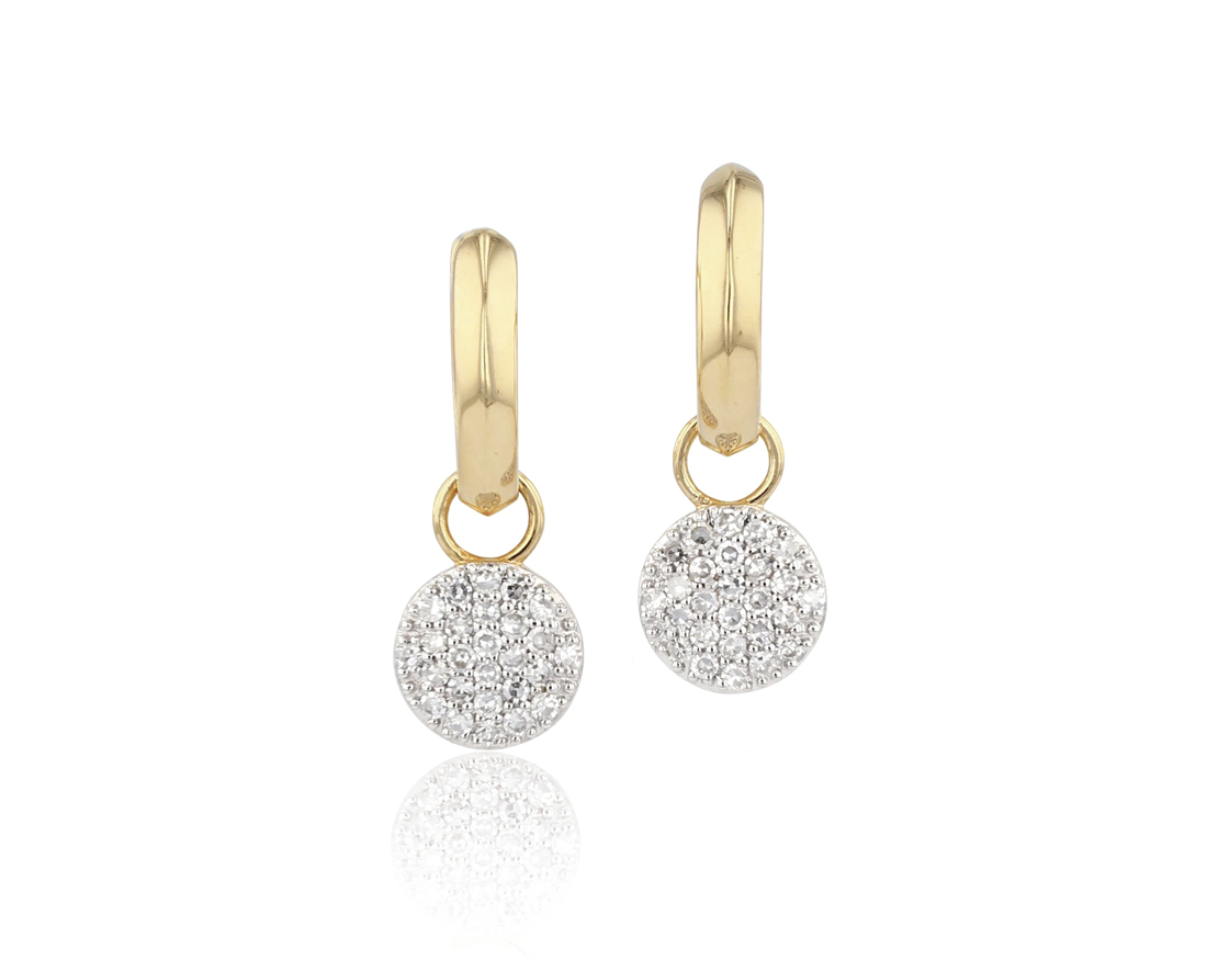 "Affair" Infinity 14kt Yellow Knife Edge Diamond Huggie Earrings