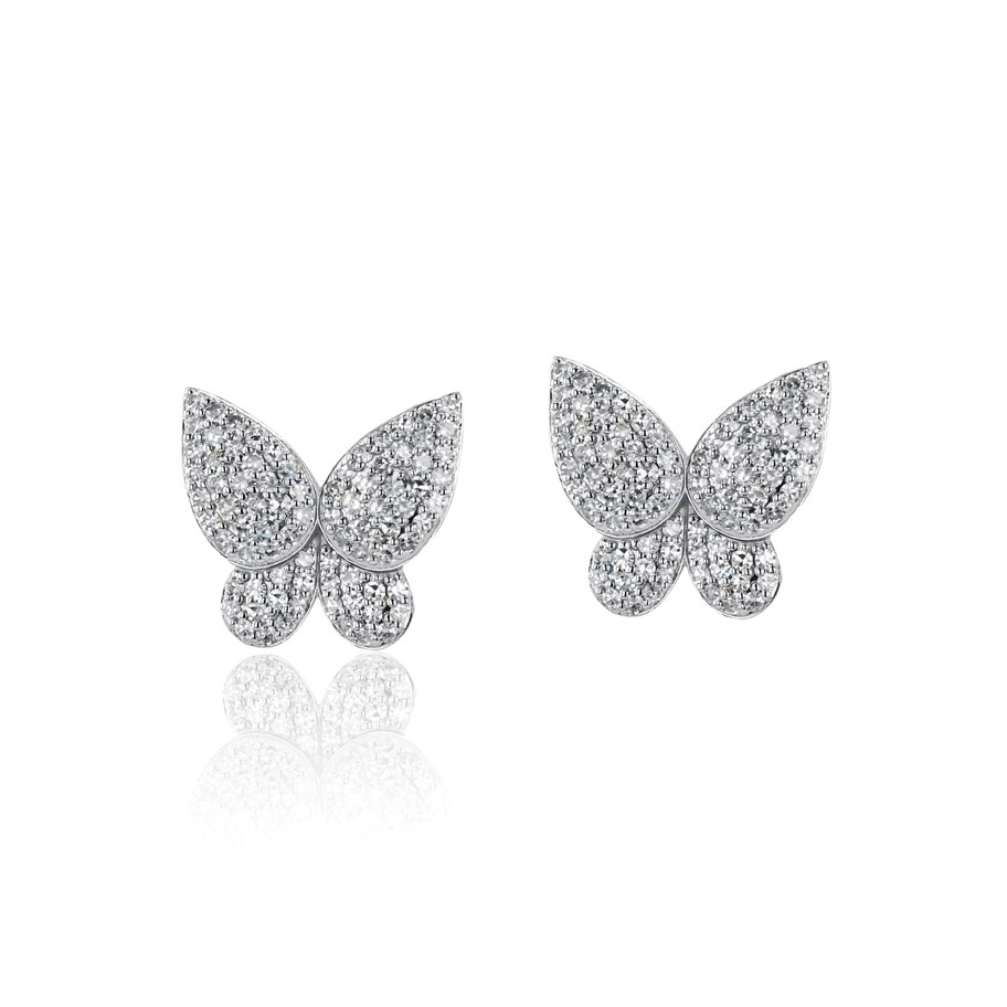 Phillips House "Symphony" 14kt Yellow Gold Diamond Butterfly Stud Earrings