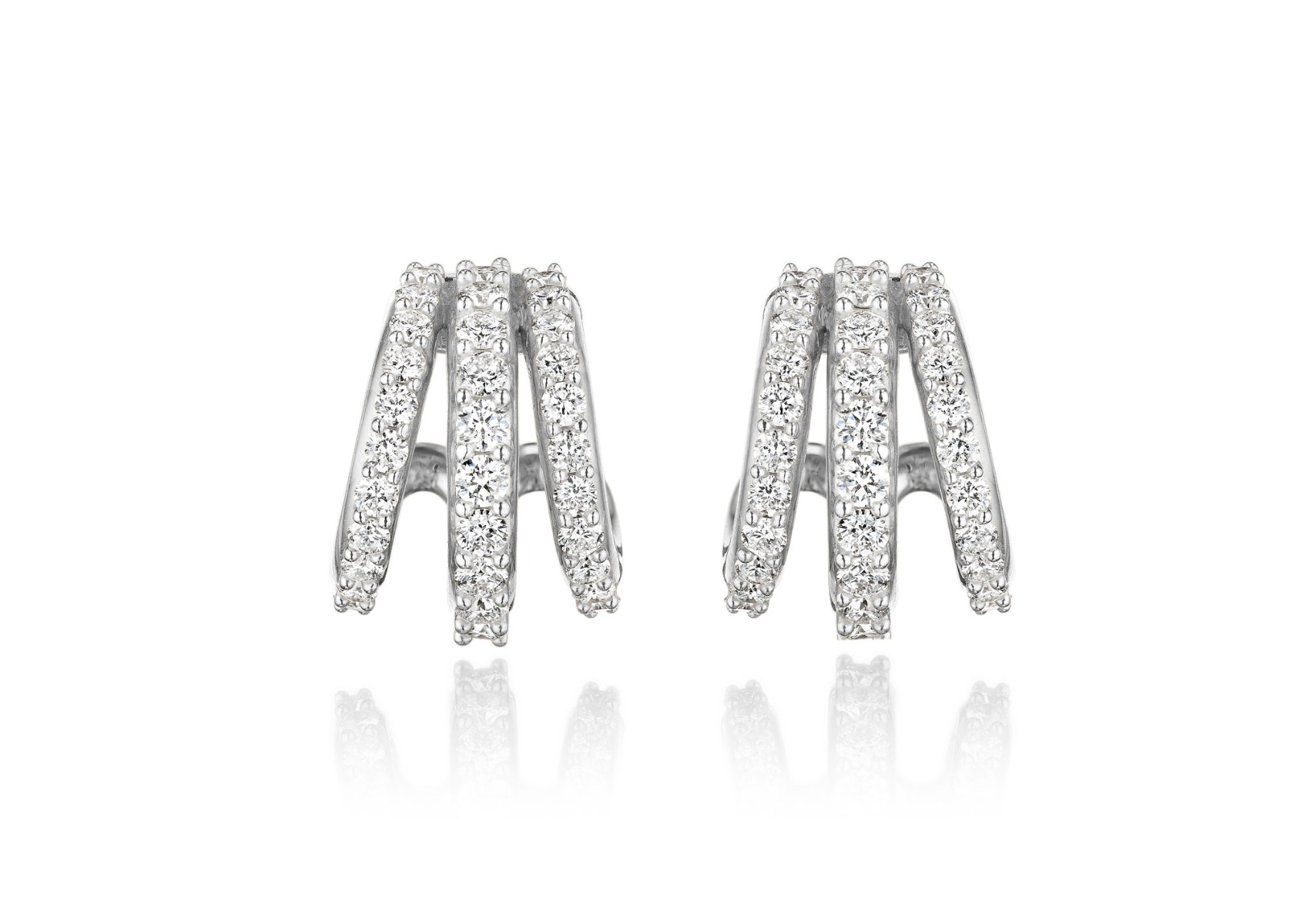 Penny Preville 18kt White Gold Diamond Three Hoop Earrings
