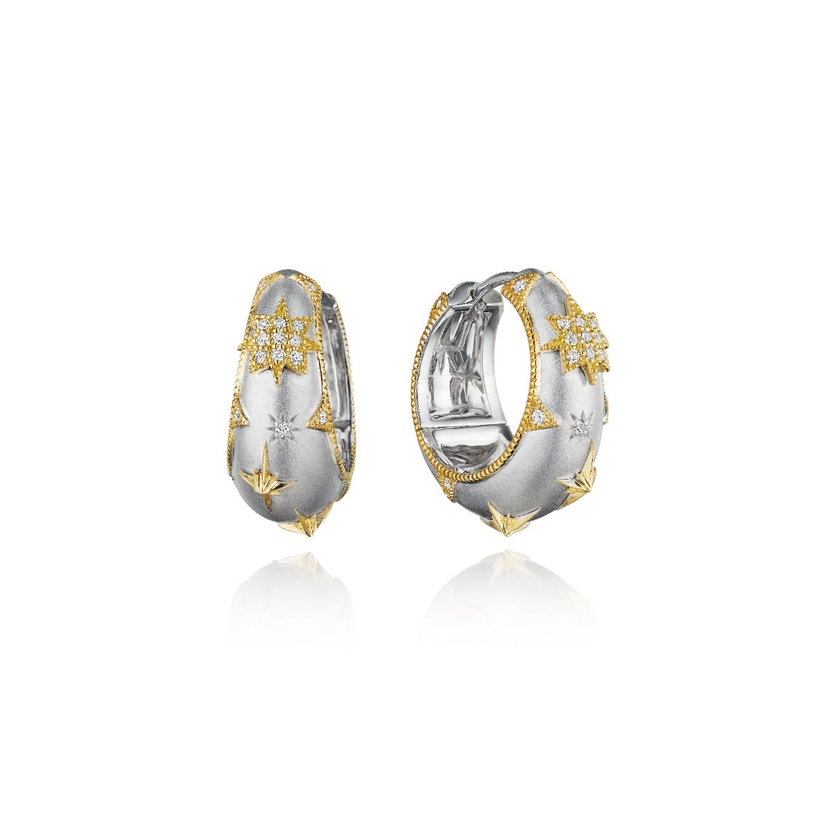  "Celestial Dreams" 18kt Gold Diamond Huggie Earrings