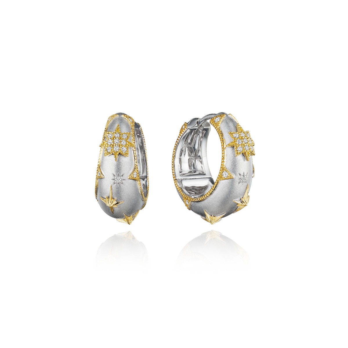 "Celestial Dreams" 18kt Gold Diamond Huggie Earrings