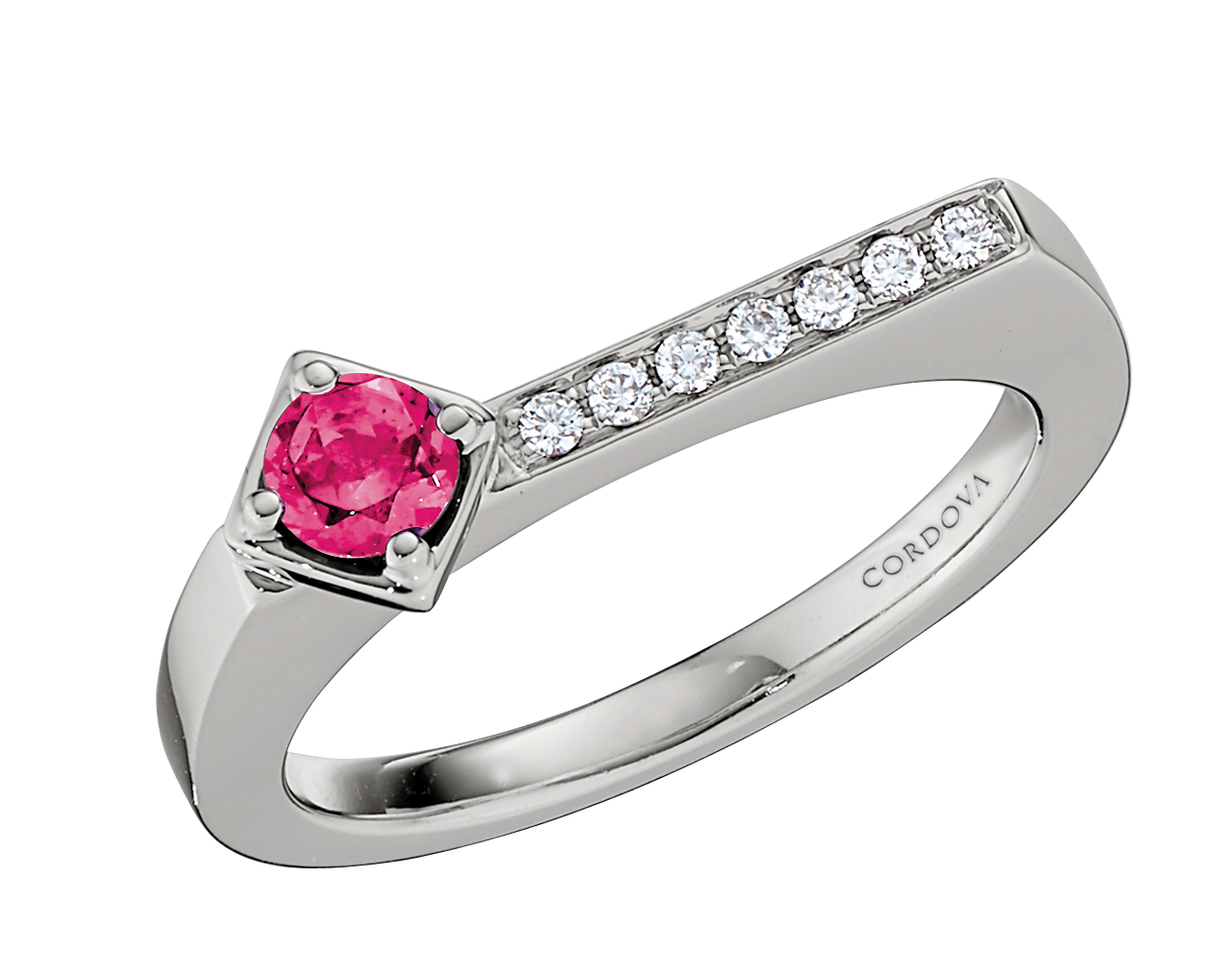 Cordova "Encore" 14kt White Gold Pink Tourmaline Stackable Ring