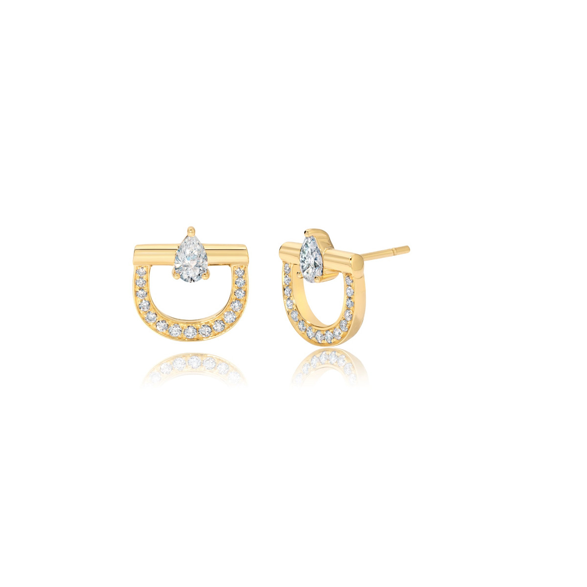 Graziela Gems Diamond Stirrup Stud Earrings in 18kt Yellow Gold