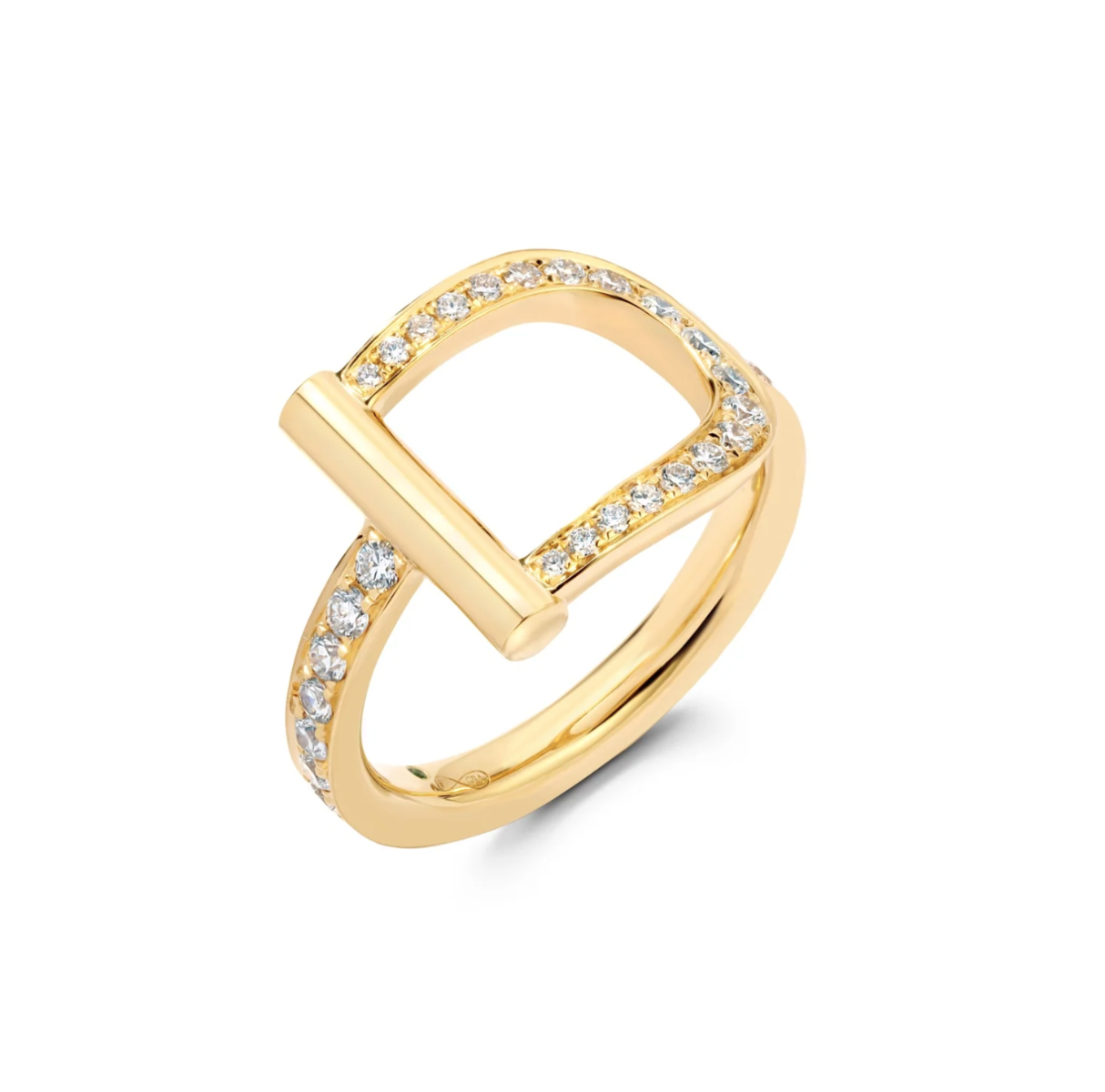 Diamond Stirrup Ring in 18kt Yellow Gold