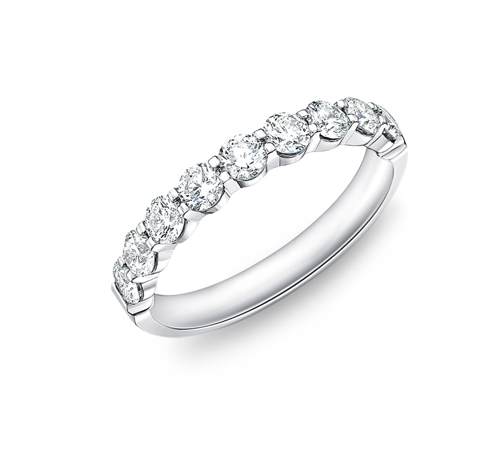 "Petite Prong" Platinum Diamond Half Eternity Band