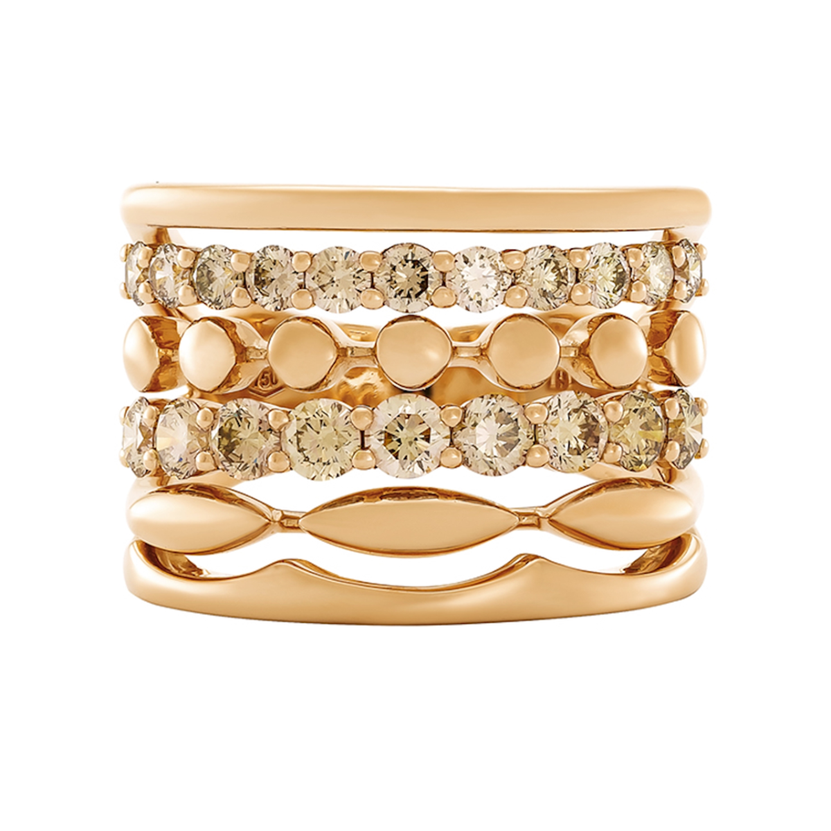 Etho Maria Brown Diamond Six Row Ring in 18kt Rose Gold