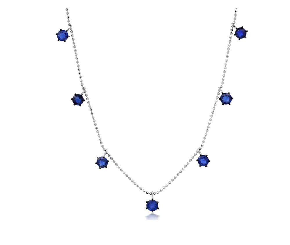 Graziela Gems Blue Sapphire Floating Necklace in 18kt White Gold