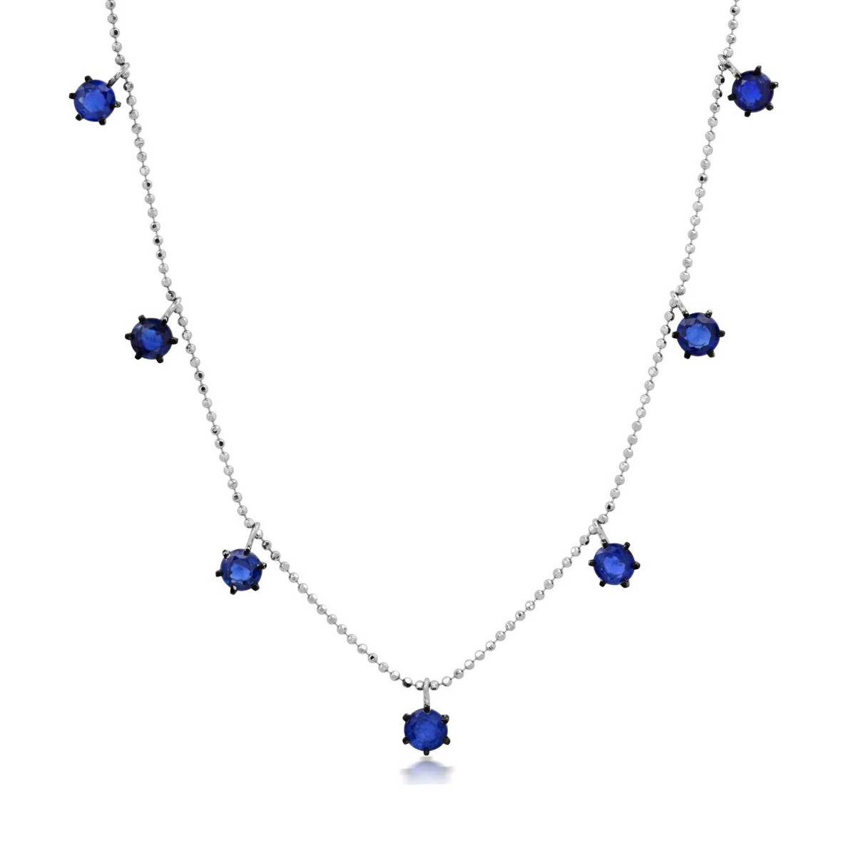 Graziela Gems Floating Blue Sapphire Necklace in 18kt White Gold