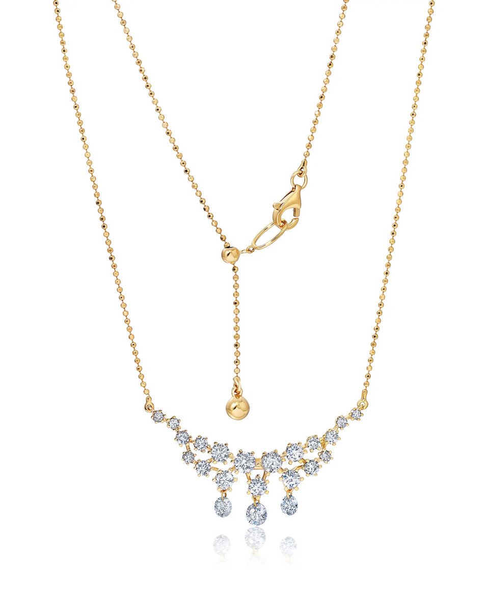 Graziela Gems Bib Floating Diamond Necklace in 18kt Yellow Gold