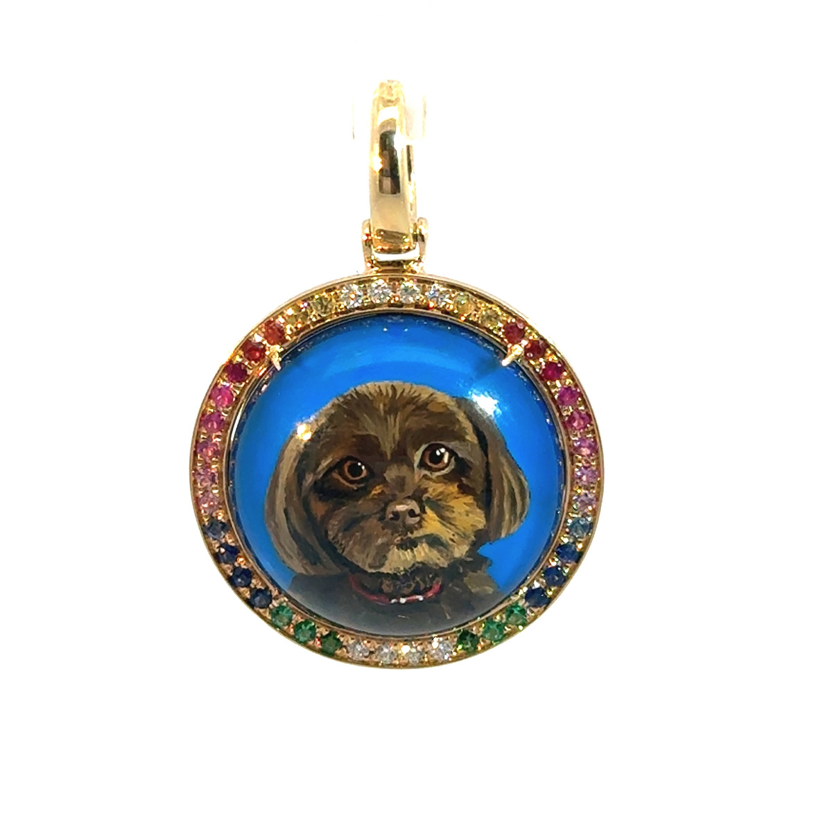 Francesca Villa Sample Being Furry Round Pendant – Custom Pet Portrait