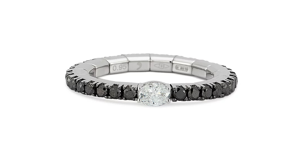 Roberto Demeglio "Extensible" White & Black Diamond 18kt White Gold Stretch Ring