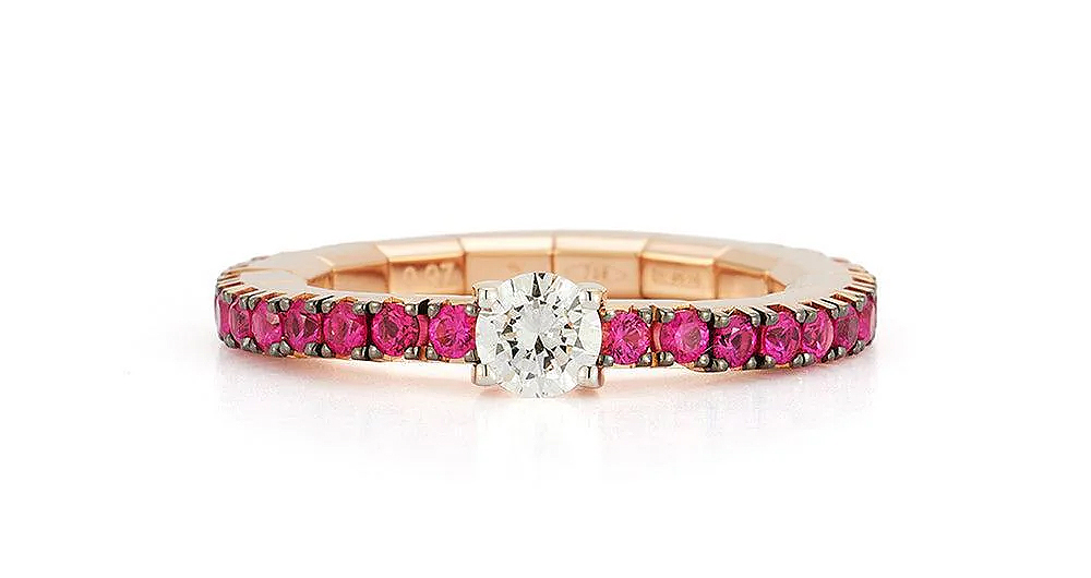 Roberto Demeglio "Extensible" Diamond & Ruby 18kt Rose Gold Stretch Ring