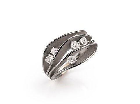 Annamaria Cammilli “Dune” 18kt Black Lava Gold Diamond Loops Ring