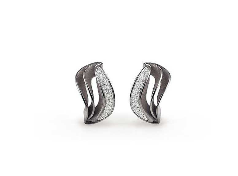 Annamaria Cammilli “Velaa” 18Kt Black Lava Gold Diamond Earrings