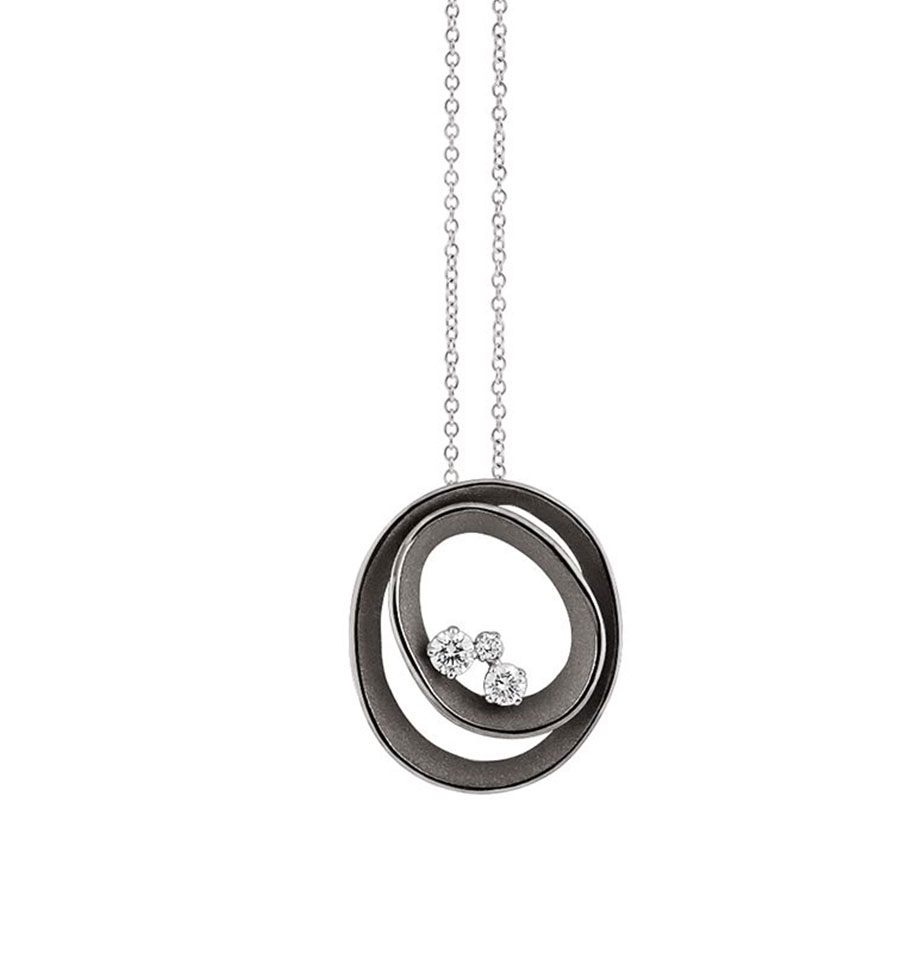 "Dune" 18kt Black Lava Gold Diamond Pendant Necklace